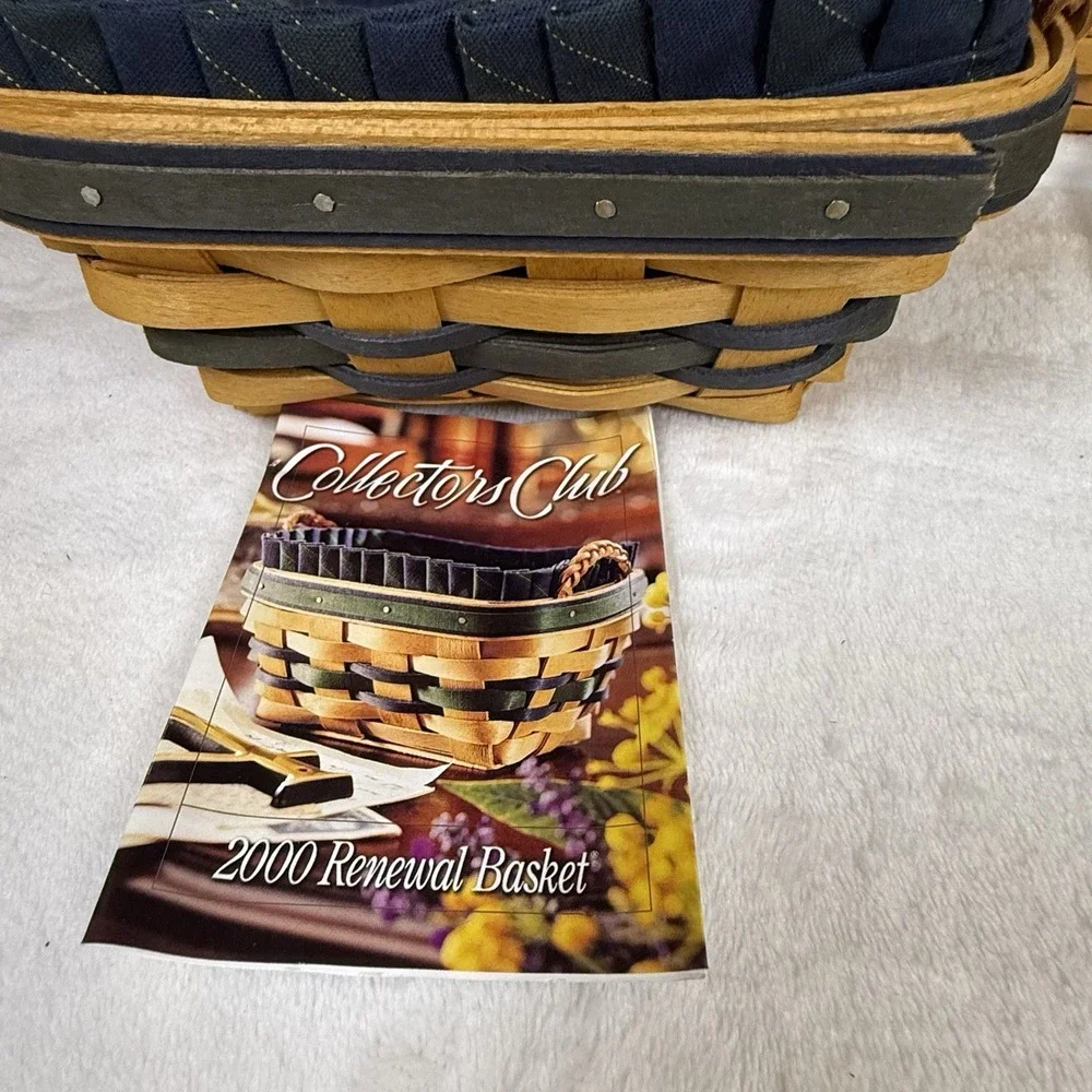 Longaberger Collectors Club Renewal Basket Lot 4 1997 1999 2000 Liners Cards
